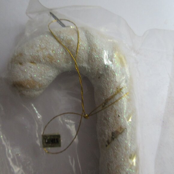 3  Blow Mold 8" Candy Cane Ornaments Red, Blue, Gold Glitter Golden Sleigh NIP - Picture 4 of 13